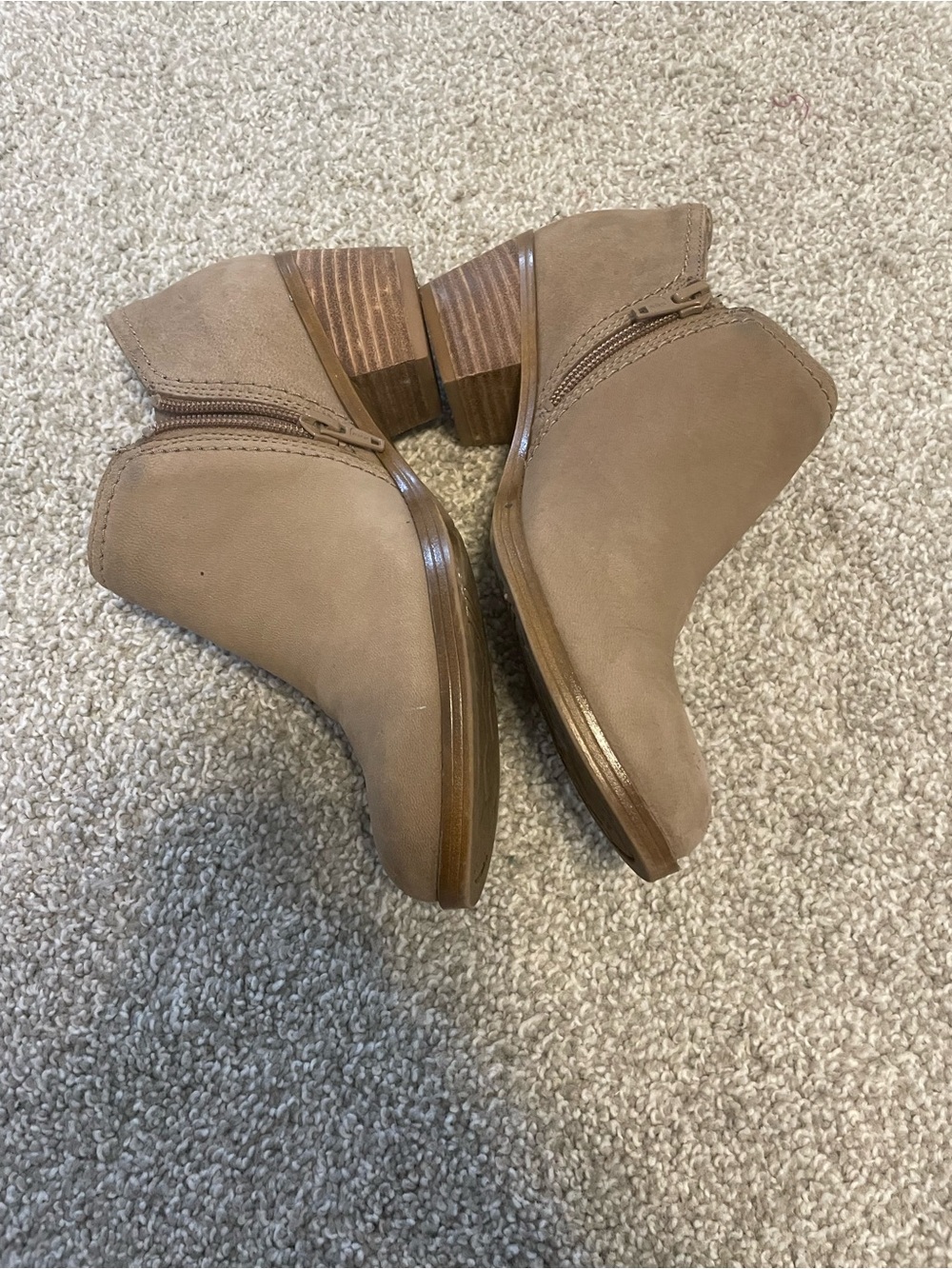 Naturalizer Light Tan Leather Ankle Booties Side-Zip Size 6 Comfort